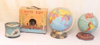 Vintage Tin Globes, Kentucky Club Tobacco Can