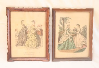 Vintage Leroy Imp Paris La Mode Illustree Victorian Art Fashion Prints Set Of 2