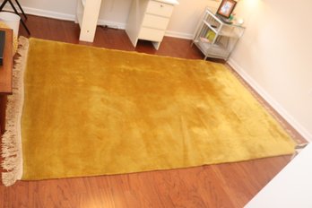 Vintage Yellow/ Gold Oriental Wool Carpet With Bamboo Pattern Embossed (U-63)