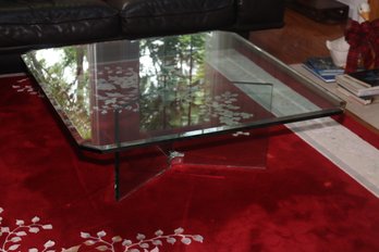 Leon Rosen Pace Collection Style Glass Coffee Table  (U-64)