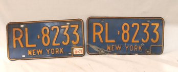 Vintage 1972 NY Licence Plates