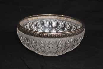 Crystal Glass Bowl With Silverplate Rim (J-24)