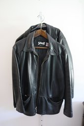 Pair Of Black Leather Schott's NYC Coats   (C-32)