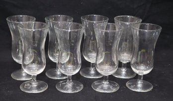 Vintage Set 8 Tulip Footed Stemmed Cocktail Wine Glasses (J-39)