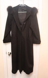 Steve By Searle Black Overcoat With Fur Trimmed Hood (C-15)