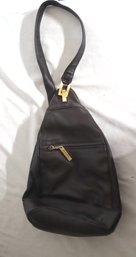 Perlina Black Leather Purse Handbag