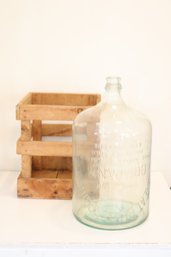 Great Bear Glass 5 Gallon Carboy Glass Jug In Wooden Crate Wine Making (T-2)