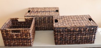 3 Pottery Barn Havana Baskets (T-16)