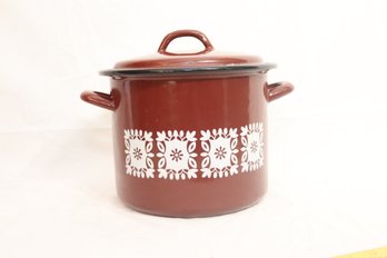Vintage Enamel Pot With Lid