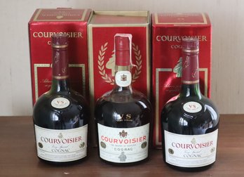 3 Vintage Bottles Of Courvoisier  Cognac (F-2)