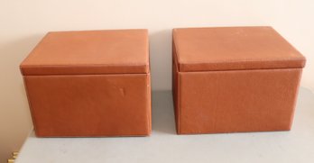 Pebbled Leather File Storage Boxes