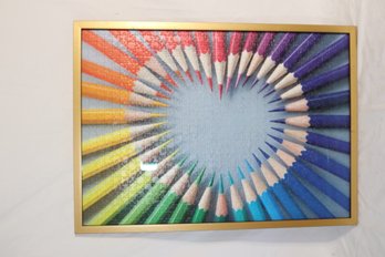 Framed Colored Pencil Heart  Jigsaw Puzzle (B-35)