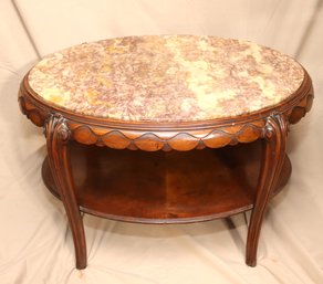 Vintage Marble Top Oval Coffee Table