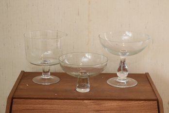 Glass Bowls On Pedestals Krosno (F-11)