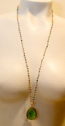 Sterling Silver 925 Beaded Necklace With Jewel Pendant (H-51)