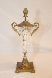 Brass And Crystal Covered Urn Vase Filled With Seashells (J-8)