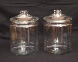 Pair Of Clear Glass Cookie Storage Jars (B-40)
