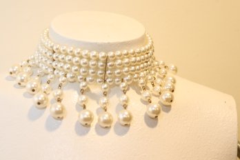 Faux Pearl Choker Necklace (H-55)