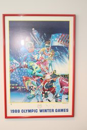 Framed 1988 US Winter Olympic Team Limited Edition Print Signed By Hiro Yamagata (Y-14)