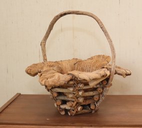 Vintage Wooden Stick Basket (F-4)