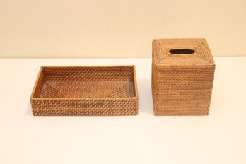 Woven Bathroom Tissue Box Cover And Towel Holder