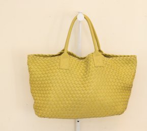 Yellow Woven Leather Tote Bag (AH-28)