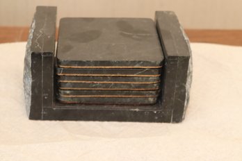 Vintage Black Marble Granite Stone Coaster Set (F-29)
