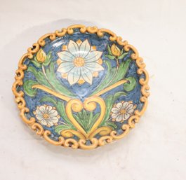 Vintage Alessi Caltagirone Pottery Plate Made In Italy (B-89)