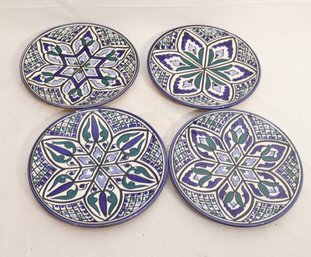 4 Tunisian Pottery Wall Plates