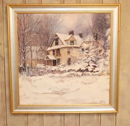 Original Oil PAinting Wintert Christmas Card Series No. 1 'This Old House'