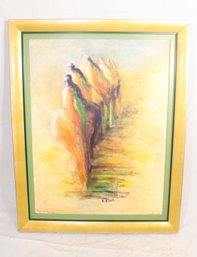 Framed Painting 'vent De Sable' Signed By Raoudha Bribeck. (B-95)