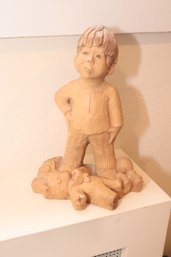 Vintage Lee Bortin Original - Clean Your Room - 11' Little Boy With Toys Statue