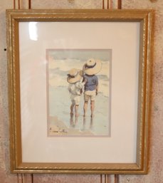 Framed E. Van Goethem Beach Print (L-15)