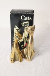 Vintage Leonard Silver Mfg Co 2 Brass Sitting Kitty Cat Figurines