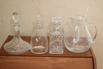 Vintage Decanters And Glass Pitcher (F-42)