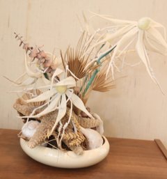 Vintage Floral Starfish Shell Decor Vase
