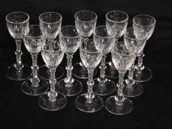 Vintage Set Of 12 Cordial Glasses  (B-60)