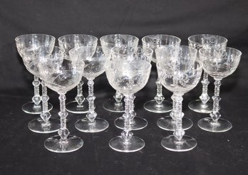 Vintage Set Of 12 Wine Glasses  (B-61)
