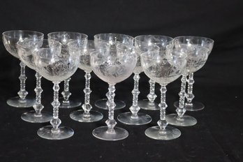 Vintage Set Of 12 Water Wine Glasses  (B-62)