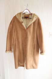 Anne Klein Shearling Hooded Coat Jacket Sz. L (C-3)