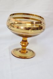 Vintage Gold Painted Amber Glass (L-28)