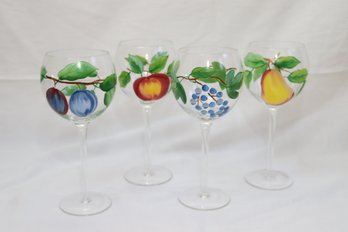 Fruit Painted Wine Glasses (L-29)