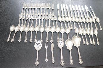 Lunt Sterling Silver Eloquence Flatware 72 Pieces Service For 12