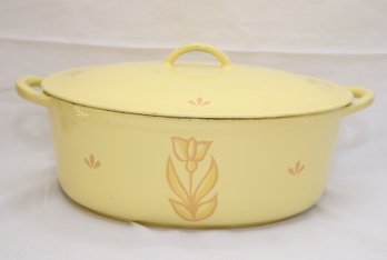 Vintage DRU HOLLAND Yellow Tulip Enamel Dutch Oven