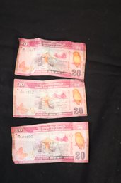 3 SRI LANKA 20 Rupees Banknote