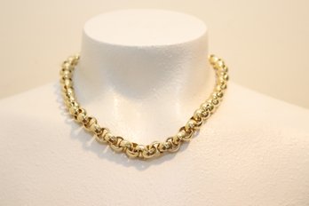 Gold Tone Round Link Toggle Necklace (H-90)