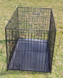 Black  Metal Dog Pet Cage Crate W/ Divider (B-77)