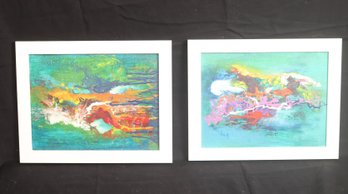 Pair Of Abstract Framed Paintings. (R-16)