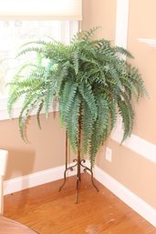 Faux Fern On Metal Planter Floor Stand (C-2)