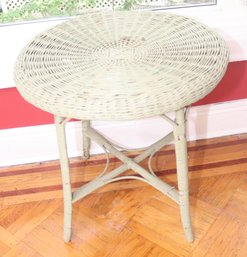 Vintage Round Wicker Table (R-27)